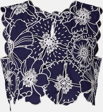 Farm Rio Embroidered floral cotton crop top
