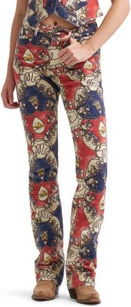 Wrangler Rodeo Print High Waist Bootcut Jeans in Rodeo Roundup at Nordstrom, Size 24