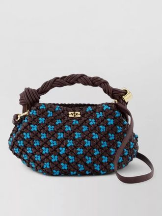 Ganni mini braided synthetic shoulder bag purse