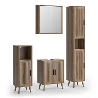 Vicco Conjunto De Muebles De Ba&ntilde;o Skara, Roble, 4 Partes, Vicco