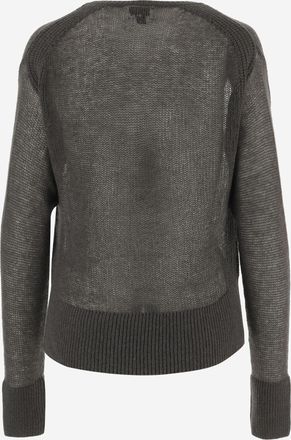 SA SU PHI Womens Cashmere Crew Neck Sweater Army Green
