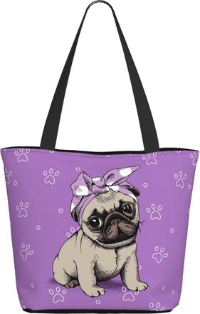 AOOEDM Cute Pink Pug Ladies Shopping Bag 13x11x7in.The Perfect ValentineS Day Gift.It Is The Best ValentineS Day Gift For Mom, Daughter, Wife,Etc