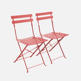 Sweeek Sweeek - Silla De Jard&iacute;n Plegable De Metal, Set De 2, Emilia, Terracotta, 49.5x41x80.5 Cm