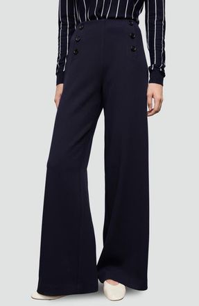 Mango Button Wide Leg Pants in Navy at Nordstrom, Size 2