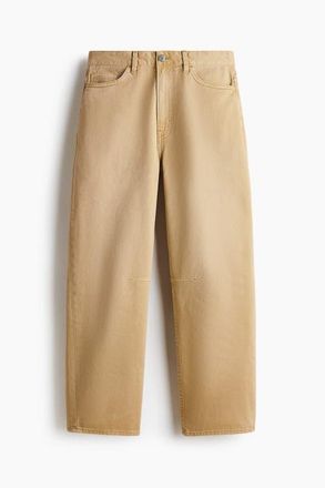 H&M Relaxed Fit Trousers in Beige at Nordstrom, Size 29