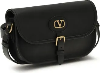 Valentino Garavani Mens Black Calf Leather Bos Taurus Shoulder Bag