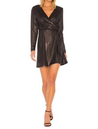 BCBGeneration Metallic Wrap Mini Dress In Black