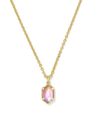 Kendra Scott Womens Hallie Short Pendant Necklace In Sunrise Watercolor Illusion