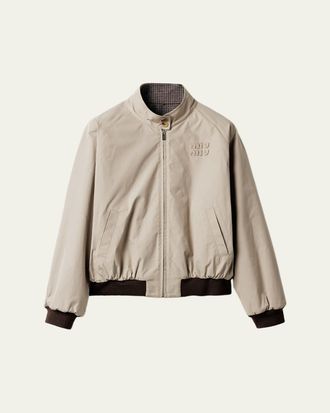 Miu Miu Reversible Houndstooth Zip Jacket