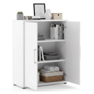 Dmora Dmora - Aparador Leocadie, Buf&eacute; De Sal&oacute;n, Aparador De Sal&oacute;n, Despensa De Cocina, 89x40 H113 Cm, Blanco