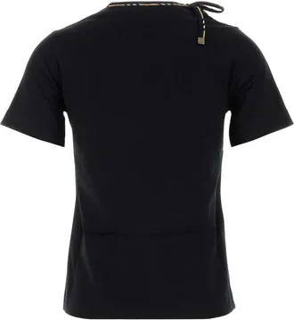 Burberry Womens Bow-Detailed Cotton T-Shirt Black