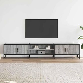 Berkfield Home TV Cabinet Grey Sonoma 210x35x41 cm Engineered Wood | Size: 210 x 35 x 41 cm