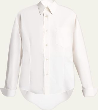 Balenciaga Organdi Cotton-Silk Poplin Cocoon Collared Shirt