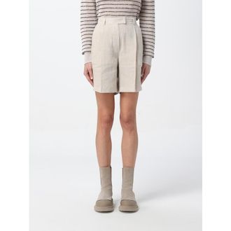 Brunello Cucinelli Naturale Linen Tailored Shorts, Size X-Large