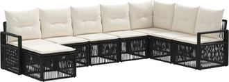 vidaXL Conjunto De Sof&aacute;s De Jard&iacute;n 8 Uds. Negro Rat&aacute;n Sint&eacute;tico Vidaxl