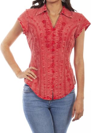 Scully Cap Sleeve Blouse In Brick