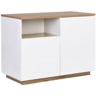 Vente-Unique Isola centrale da cucina con 2 ante e 1 nicchia in mdf Naturale e Bianco - corelina