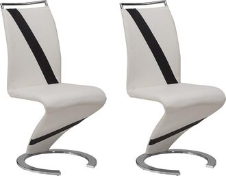 Vente-Unique Conjunto de 2 sillas TWIZY - Piel sintética - Blanco con borde negro