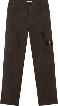 Stone Island Cotton Elastic Waistband Zipper Pocket Straight-Leg Pants