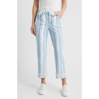 Wit & Wisdom Frayed Cuffed High Waist Boyfriend Jeans in Light Blue at Nordstrom, Size 12