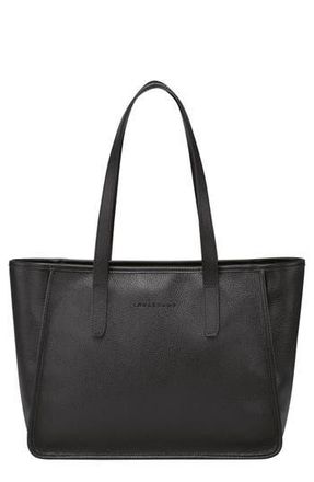 Longchamp Le Foulonn&eacute; Leather Shoulder Tote in Black at Nordstrom Rack