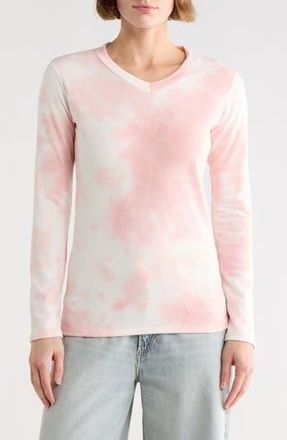 Go Couture Tie Dye V-Neck Sweater in Grey Splash at Nordstrom Rack, Size X-Large