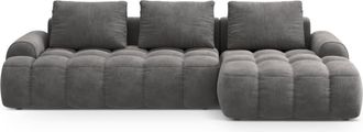 Cosmopolitan Design Sof&aacute; cama esquinero derecho con ba&uacute;l 3 plazas terciopelo gris