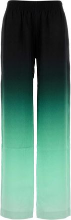 Casablanca Womens Embroidered Satin Wide-leg Pant - Black Silk - Size EU 38 (Womens)