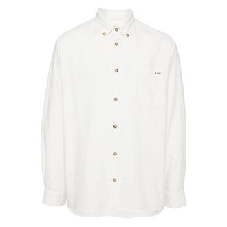 A.P.C. Mateo Logo Shirt - Heren - Casual Overhemden - Wit - M - Katoen - Overhemden