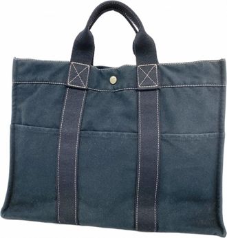 Herm&egrave;s Black Canvas Tote Bag (Pre-Owned)