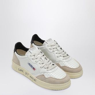 Autry Medalist Trainer In White/Black Leather And Suede