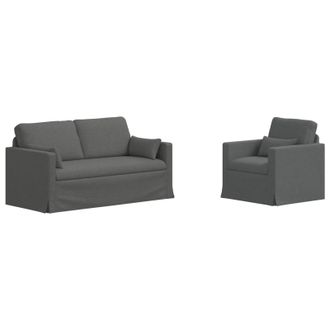 vidaXL Juego De Sof&aacute; 2 Uds. Gris Oscuro Tela Vidaxl