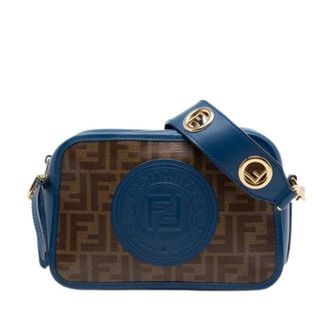 Fendi Pre-owned Canvas Crossbody Bag - Dames - Pre-owned - Blauw - Maat: ONE Size Leer
