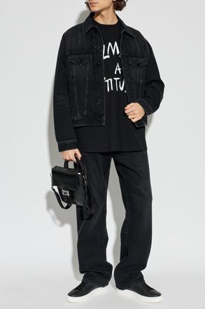 Balmain T-shirt With Print, Mens, Black