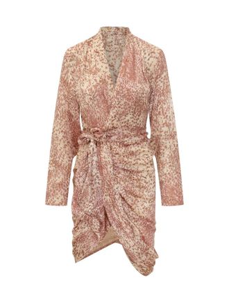 Isabel Marant Pink Printed V Neck Mini Dress