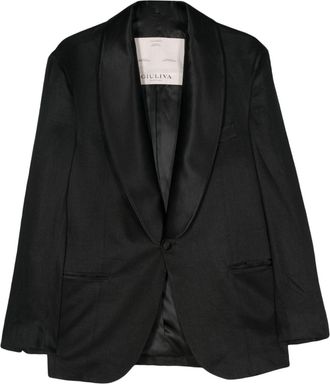 Giuliva Heritage Collection shawl-lapels linen blazer - men - Cupro/Linen/Flax/Wool/Silk - 50 - Black