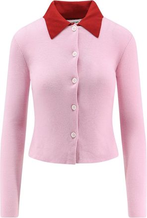 Self Portrait Wool Cardigan With Contrasting Collar-Donna