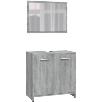 vidaXL Bathroom Furniture Set Grey Sonoma Engineered Wood Vidaxl