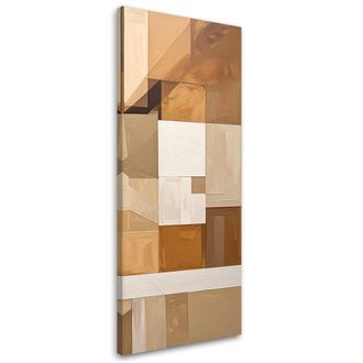 Feeby Cuadro Sobre Lienzo, L&iacute;neas Y Formas Abstractas Beige, 40x120