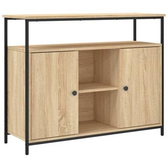 Berkfield Home Sideboard Sonoma Oak 100x35x80 cm Engineered Wood in Light Tan | Size: 100 x 35 x 80 cm