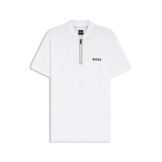BOSS Bodymapping-jersey slim-fit polo shirt with zip neck