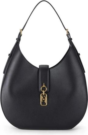 Elisabetta Franchi Shoulder Bags, female, Black, Size: ONE SIZE Round Hobo Bag with Charm