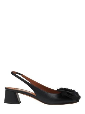 Lanvin Leather Heeled Slingback Ballerina in Black at Nordstrom, Size 36N Eu