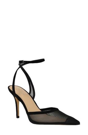 Calvin Klein Ozala Ankle Strap Pump in Black Mesh at Nordstrom, Size 9.5