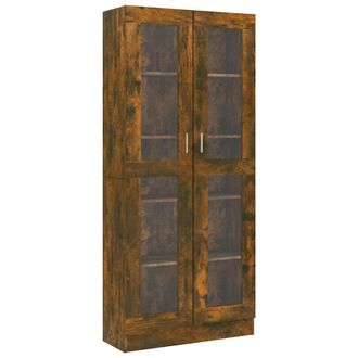 vidaXL Vitrina Madera Contrachapada Roble Ahumado 82,5x30,5x185,5 Cm Vidaxl