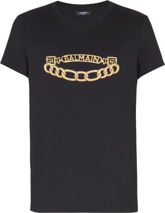 Balmain T-shirt con stampa Chaînes - Nero