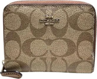 Coach Pre-owned Wallets, male, Beige, Size: ONE SIZE Pre-owned Signature PVC Leather Wallet