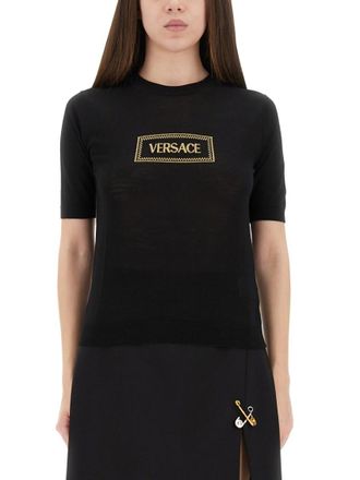 Versace Black Logo Crew Neck Sweater