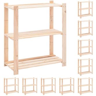 vidaXL Vidaxl - Scaffali a 3 Livelli 10 pz 80x38x90 cm in Massello Pino 150 kg