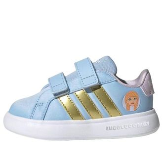 adidas (TD) adidas x Disney Frozen Grand Court 3.0 Glow Blue Gold Metallic JQ4355
